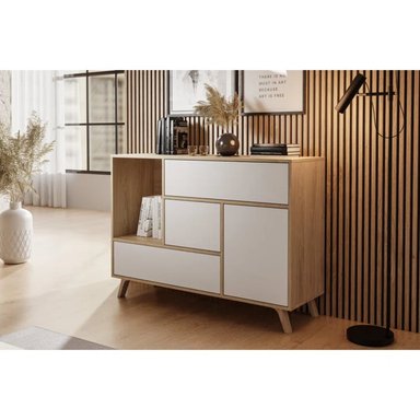 COMODA R&R MUEBLES AURA MODERNA 3 CAJONES MULTICOLOR BLANCO MARRON