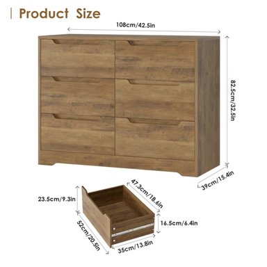 COMODA R&R MUEBLES OKIDO MODERNA 6 CAJONES MARRON - 3