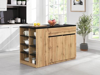 MESA DESAYUNADOR DE COCINA R&R MUEBLES KIKKA 1 CAJÓN MARRÓN Y NEGRO RYR MUEBLES - 1