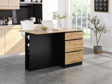 MESA DESAYUNADOR DE COCINA R&R MUEBLES YOMIYA 3 CAJONES NÓRDICA MARRÓN Y NEGRO RYR MUEBLES