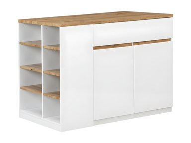 MESA DESAYUNADOR DE COCINA R&R MUEBLES KIKKA 1 CAJÓN BLANCO Y MARRÓN RYR MUEBLES