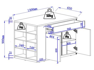 MESA DESAYUNADOR DE COCINA R&R MUEBLES KIKKA 1 CAJÓN BLANCO Y MARRÓN RYR MUEBLES - 3