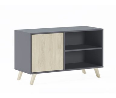 MESA DE TV R&R MUEBLES SARA 55' VINTAGE 1 PUERTA GRISDUNA - 2