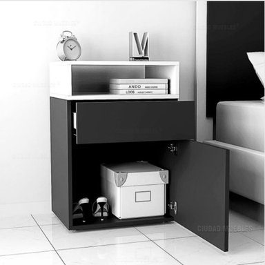VELADOR R&R MUEBLES MODERNO SAÚL 1 CAJÓN 1 PUERTA BLANCO - 2
