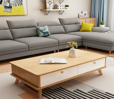 MESA DE CENTRO R&R MUEBLES ASUNA VINTAGE CON 2 CAJONES