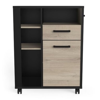 MUEBLE AUXILIAR DE COCINA R&R MUEBLES REKO 1 CAJÓN PARA MICROONDAS MARRON Y NEGRO RYR MUEBLES