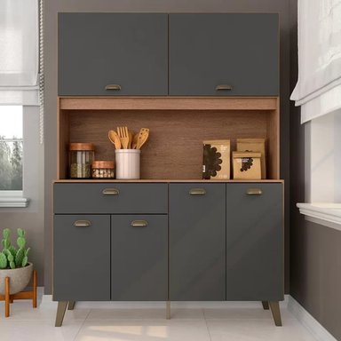 MUEBLE DE COCINA R&R MUEBLES NODOKA 1 CAJÓN MARRÓN Y GRIS 6 PUERTAS RYR MUEBLES - 1