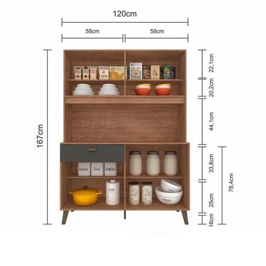 MUEBLE DE COCINA R&R MUEBLES NODOKA 1 CAJÓN MARRÓN Y GRIS 6 PUERTAS RYR MUEBLES - 2
