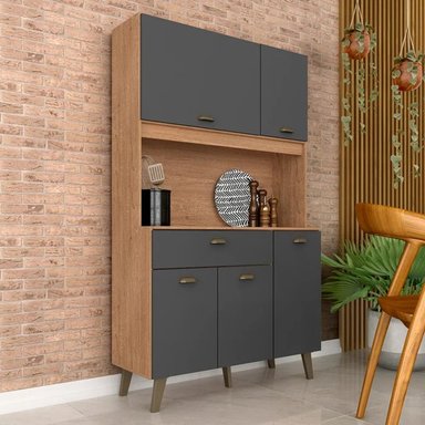 MUEBLE DE COCINA R&R MUEBLES NODOKA 1 CAJÓN MARRÓN Y GRIS 5 PUERTAS RYR MUEBLES