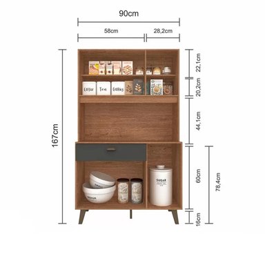 MUEBLE DE COCINA R&R MUEBLES NODOKA 1 CAJÓN MARRÓN Y GRIS 5 PUERTAS RYR MUEBLES - 2