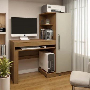 ESCRITORIO MODERNO R&R MUEBLES KIKKA 130.1 CM X 44.2 CM MARRÓN CON ARMARIO