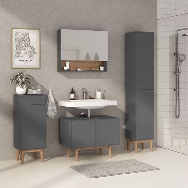 MUEBLE BAÑO R&R ANKARA NEGRO AUXILIAR MODERNO - 3