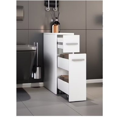 MUEBLE BAÑO R&R GEORGIA BLANCO AUXILIAR MODERNO RUEDAS