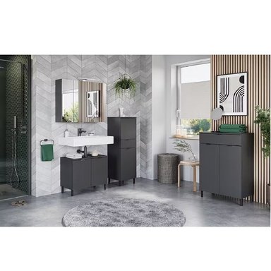 MUEBLE BAÑO R&R ULAN NEGRO AUXILIAR MODERNO - 3