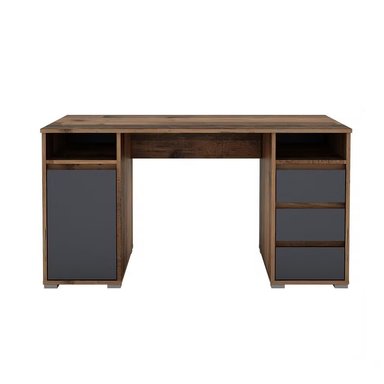 ESCRITORIO MODERNO R&R MUEBLES BELÉN 138 CM X 55 CM MARRÓN/NEGRO