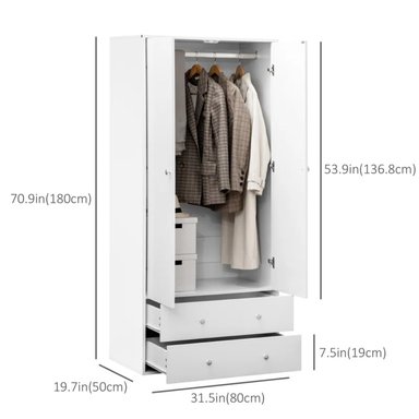 ROPERO R&R MUEBLES BELTRUM MODERNO 2 PUERTAS 4 CAJONES BLANCO - 3
