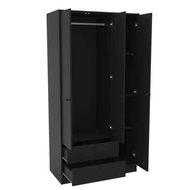 ROPERO R&R MUEBLES AISHIA MODERNO 3 PUERTAS 2 CAJONES NEGRO - 2