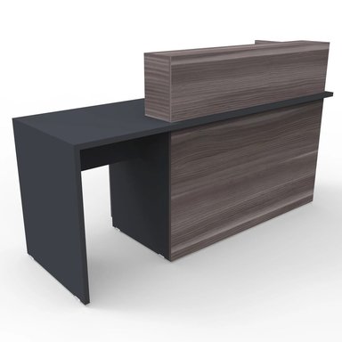 ESCRITORIO DE RECEPCIÓN R&R MUEBLES MATSUSHITA 240 CM X 60 CM GRIS Y MARRÓN