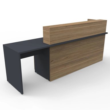 ESCRITORIO DE RECEPCIÓN R&R MUEBLES MATSUSHITA 240 CM X 60 CM NEGRO Y MARRÓN