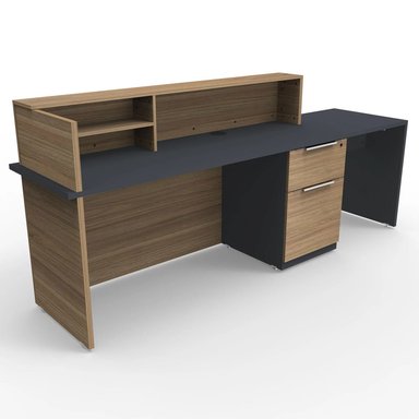ESCRITORIO DE RECEPCIÓN R&R MUEBLES MATSUSHITA 240 CM X 60 CM NEGRO Y MARRÓN - 3