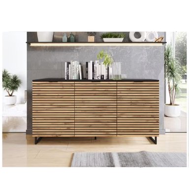 APARADOR R&R MUEBLES NEGRO MODERNO CODDY 3 PUERTAS