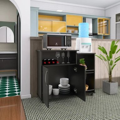 MUEBLE DE MICROONDAS R&R MUEBLES NILEGO NEGRO RYR MUEBLES - 2