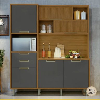 MUEBLE DE COCINA R&R MUEBLES KUMA MARRÓN Y GRIS RYR MUEBLES