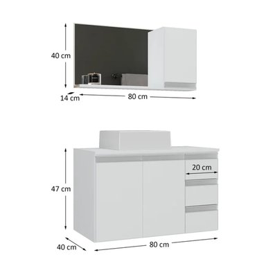 PACK MUEBLE BAÑO R&R TAKAHITO MULTICOLOR BLANCO ESPEJO MANZANO - 3