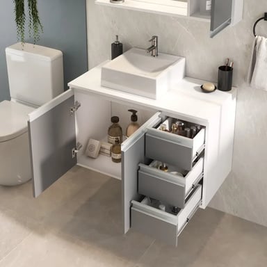 PACK MUEBLE BAÑO R&R TAKAHITO MULTICOLOR BLANCO GRIS ESPEJO - 2