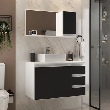 PACK MUEBLE BAÑO R&R TAKAHITO MULTICOLOR NEGRO ESPEJO