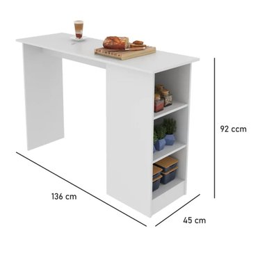 MESA DESAYUNADOR R&R MUEBLES LYCIA BLANCO 136X45CM RYR MUEBLES - 3