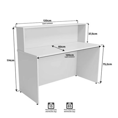 ESCRITORIO DE RECEPCIÓN R&R MUEBLES NIO 120 CM X 60 CM BLANCO - 3
