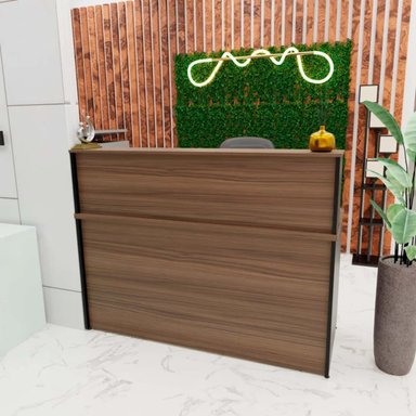 ESCRITORIO DE RECEPCIÓN R&R MUEBLES NIO 140 CM X 60 CM MARRÓN Y NEGRO