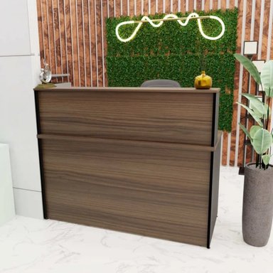 ESCRITORIO DE RECEPCIÓN R&R MUEBLES NIO 120 CM X 60 CM MARRÓN Y NEGRO