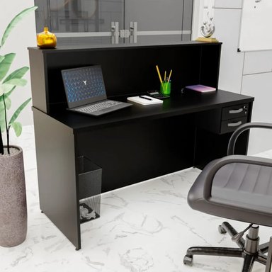 ESCRITORIO DE RECEPCIÓN R&R MUEBLES NIO 140 CM X 60 CM NEGRO - 2