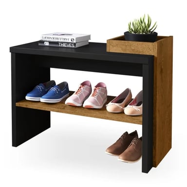 ZAPATERA R&R MUEBLES GIRUET MODERNA NEGRO Y MARRÓN - 2