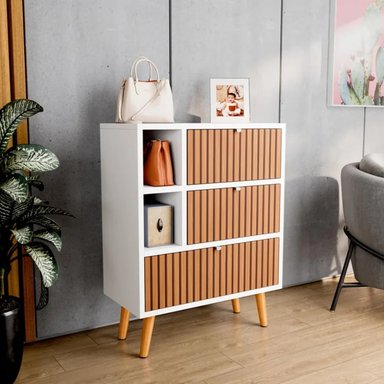 ZAPATERA R&R MUEBLES CISQUA MODERNA BLANCO Y MARRÓN