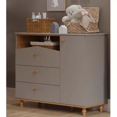 CÓMODA MODERNA R&R MUEBLES SILKY BLANCO Y MARRÓN 75.4 CM