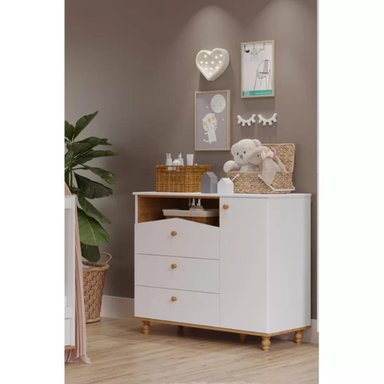 CÓMODA MODERNA R&R MUEBLES SILKY TAUPE Y MARRÓN 75.4 CM