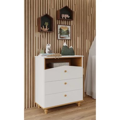 CÓMODA MODERNA R&R MUEBLES SILKY TAUPE Y MARRÓN 117CM