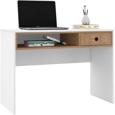 ESCRITORIO MODERNO KAI  BLANCO Y MARRÓN RYR MUEBLES