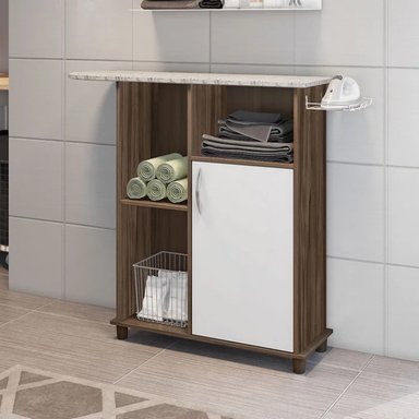 MUEBLE PLANCHADOR R&R MUEBLES MEWI MARRÓN Y BLANCO