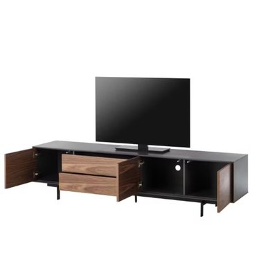 MESA DE TV MODERNA FLAOS NEGRO CON MARRÓN RYR MUEBLES - 2