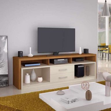 MUEBLE DE TV MODERNO  55' AVOM BLANCO Y MARRÓN RYR MUEBLES