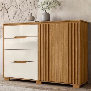 CÓMODA MODERNA RAIN MARRÓN Y BLANCO RYR MUEBLES