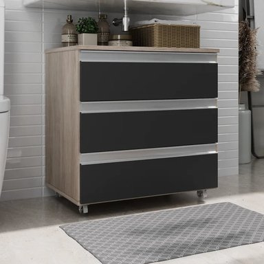 GABINETE DE BAÑO CHINATSU MARRÓN Y NEGRO RYR MUEBLES - 1