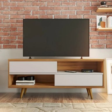 MUEBLE DE TV 55'' KOMINE MARRÓN Y BLANCO RYR MUEBLES