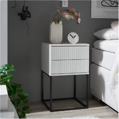 VELADOR MODERNO PRADO BLANCO 2 CAJONES RYR MUEBLES