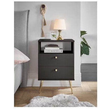 VELADOR MESA DE NOCHE MODERNO PAULINA NEGRO RYR MUEBLES