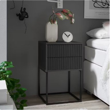 VELADOR MODERNO PRADO NEGRO 2 CAJONES RYR MUEBLES